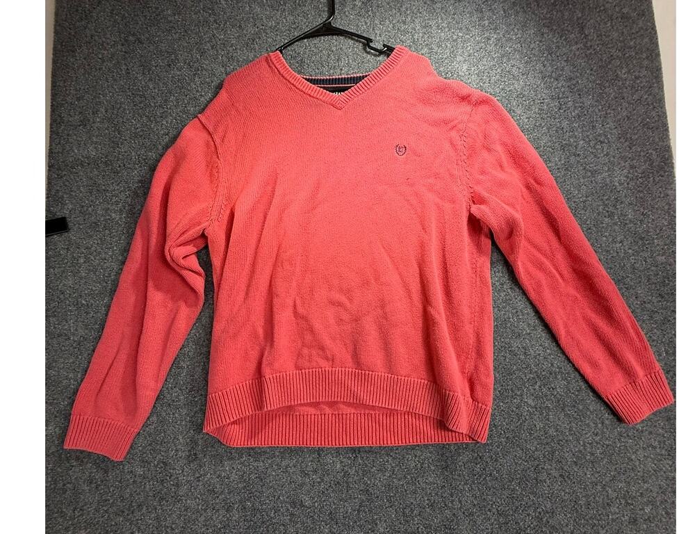 Chaps Men's Pink Coral V-Neck 100% Cotton Pullover Knit Sweater Size Large